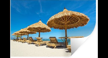 Muurstickers - Sticker Folie - Strandstoel - Strand - Parasol - Zee - Zomer - 30x20 cm - Plakfolie - Muurstickers Kinderkamer - Zelfklevend Behang - Zelfklevend behangpapier - Stickerfolie