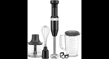 Professionele Kitchenaid Staafmixer Set 20cm - Matzwart - Garde + Hakmolen + Mengbeker + Panbeschermer