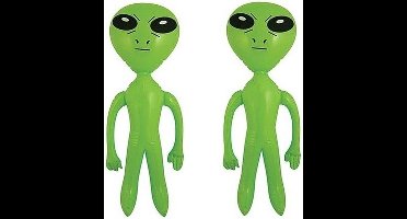 Rubies Opblaasbare groene alien poppetje - 2 stuks - 64 cm - Space decoratie