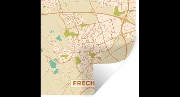 Muurstickers - Sticker Folie - Frechen - Plattegrond - Vintage - Stadskaart - Kaart - 30x30 cm - Plakfolie - Muurstickers Kinderkamer - Zelfklevend Behang - Zelfklevend behangpapier - Stickerfolie