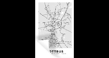 Muurstickers - Sticker Folie - Cottbus - Kaart - Stadskaart - Duitsland - Plattegrond - 20x30 cm - Plakfolie - Muurstickers Kinderkamer - Zelfklevend Behang - Zelfklevend behangpapier - Stickerfolie