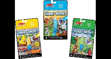 Melissa & Doug Bundel met 3 Water Wow!-kleurblokken - Voertuigen, Dieren en Avonturen,Meerkleurig | Water Reveal Reisboek | Activiteitenblok | 3+ | Cadeau voor jongen of meisje