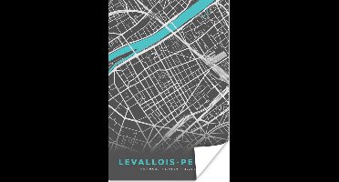 Poster Levallois-Perret - Stadskaart - Kaart - Plattegrond - Frankrijk - 20x30 cm