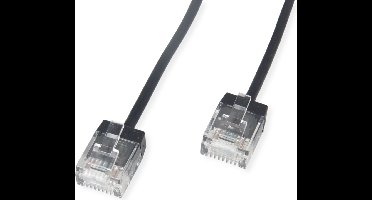 ROLINE UTP DataCenter Patchkabel Cat.6A (Class EA), LSOH, dun, extra korte stekker, zwart, 2 m