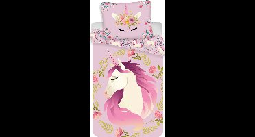 Unicorn Dekbedovertrek Flowers - Eenpersoons - 140 x 200 cm - Katoen