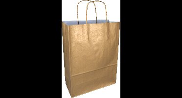 Tas | Kraftpapier | gedraaid papieren koord | 26x 12x35cm | draagtas | goud | 50 stuks