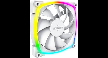 Montech AX120 PWM White - Ventilatorhuis - 3-pack - 120mm - 59 cfm - 800 - 1600 rpm - 27 dBA - 4-pin PWM - 3-pin ARGB - wit