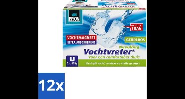 Bison - Ambiance - Vochtvreter - Vochtmagneet - Navulverpakking - 450 Gram - 2 stuks per verpakking - Geurloos - Voordeelverpakking - 12 stuks