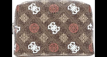 Guess Large Top Zip Dames Beautycase - Brown Multi