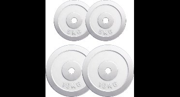 Gorilla Sports Halterschijven Set - Bundel 2 x 5 & 2 x 10 kg - Chroom - 30 mm