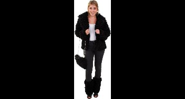 Bontjas kort curly zwart - Maat 36/38