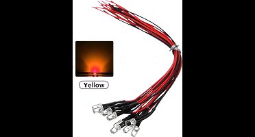 Knipper Led 5mm Blinking met kabel 12V - 10 stuks - kleur Geel