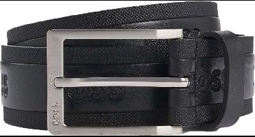 BOSS Leren Riem Pary-BOSS-all-M Sz35 Leather Belt W105 Black Zwart