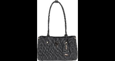 GUESS Schoudertas Meridian Shoulder Satchel Bag Coal Logo Antraciet