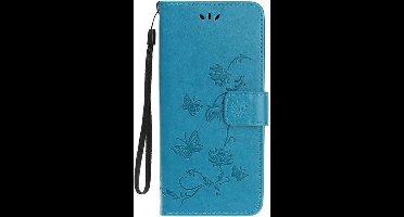 Shop4 - Motorola Moto G8 Play Hoesje - Wallet Case Vlinder Patroon Blauw