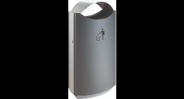 Buitenafvalbak staal met afdak 68 liter grijs