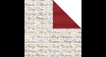 Design papier, Merry Christmas en stippen, vel 30,5x30,5 cm, 180 gr, goud, 3 vel
