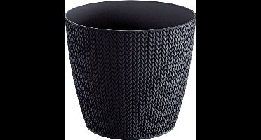 Prosperplast Plantenpot - antraciet - kunststof - D22 x H19 cm - Stijlvol - buiten/binnen