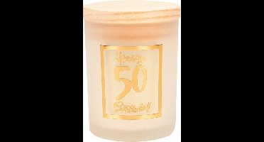 Paper Dreams Geurkaars klein goud/wit - 50 jaar 8x6 cm