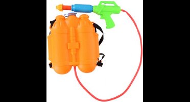 Waterpistool spuit - oranje - 32 cm - 2100 ml - met rugzak watertank - waterspuit - zomer speelgoed