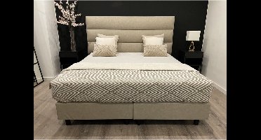 Boxspring - 140x200 - Modesto - incl. Hotel matras XXL 7-zones Pocketvering 25cm dik - Geveerde Boxen - Beige