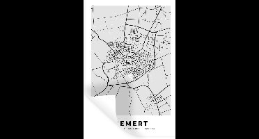 Muurstickers - Sticker Folie - Gemert - Stadskaart - Zwart Wit - Plattegrond - Nederland - Kaart - 20x30 cm - Plakfolie - Muurstickers Kinderkamer - Zelfklevend Behang - Zelfklevend behangpapier - Stickerfolie