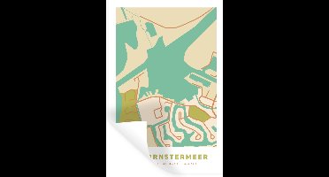 Muurstickers - Sticker Folie - Vintage - Terhornstermeer - Stadskaart - Plattegrond - Kaart - 20x30 cm - Plakfolie - Muurstickers Kinderkamer - Zelfklevend Behang - Zelfklevend behangpapier - Stickerfolie