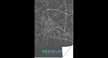 Poster België – Roeselare – Stadskaart – Kaart – Blauw – Plattegrond - 20x30 cm