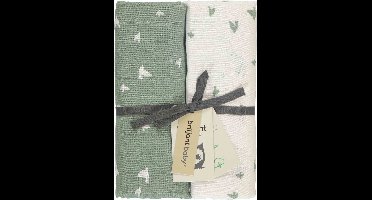 Briljant Baby Hydrofiel Multidoek XL Birds - Swaddle - Inbakerdoek - Groen - 120x120 - 2 Stuks - Organic