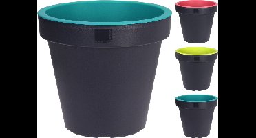 Bloempot ek rond 25 cm zwart met rood