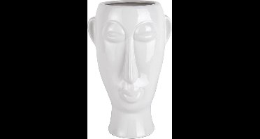 Present Time Plantenpot Mask - Glazuur Wit - Lang - 17,2x16,2x27,2cm - Scandinavisch