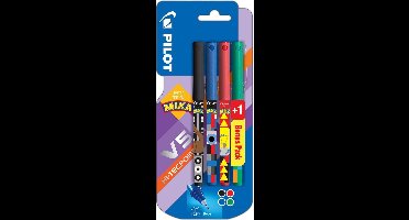 Pilot roller V-5 Mika, blister van 3+1 stuks gratis in geassorteerde kleuren