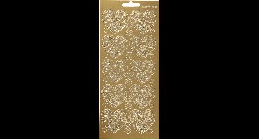 Stickers, harten, vel 10x23 cm, goud, 1 vel