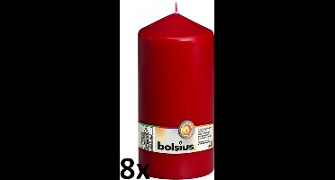 8 stuks Bolsius wijnrood stompkaarsen 200/100 (122 uur)
