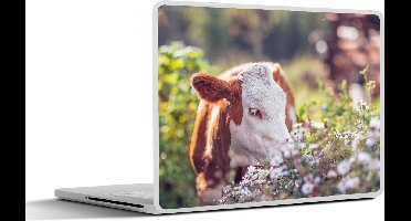 Laptop sticker - 11.6 inch - Koe - Bloemen - Lente - 30x21cm - Laptopstickers - Laptop skin - Cover