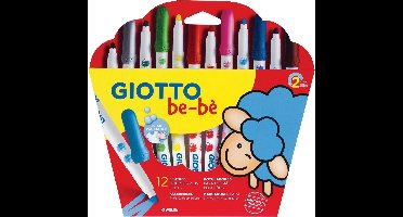 Giotto be-bè viltstiften Maxi, kartonnen etui met 12 stuks in geassorteerde kleuren
