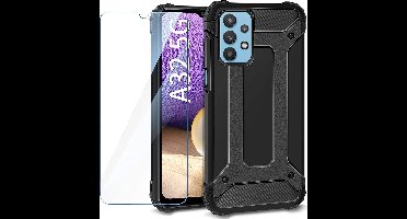 Hoesje Geschikt Voor Samsung Galaxy A32 5G Hoesje Schokbestendig Hybride hoesje - Galaxy A32 Rugged Armour Cover Heavy Duty Zwart - Galaxy A32 1x Screenprotector