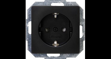 KOPP - Wandcontactdoos - Paris - Inbouw - 1-voudig Enkel Stopcontact - Randaarde - Kinderbeveiliging - Mat Zwart