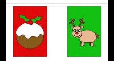 Vlaggenclub.nl Kerst vlaggenlijn - 8 meter stoffen kerstvlaggen - 24 vlaggen