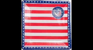 Folat Wegwerpborden Usa 25 Cm Karton Rood/blauw/wit 8 Stuks