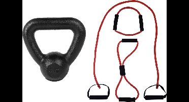 Tunturi - Fitness Set - Tubing Set Rood - Kettlebell 4 kg