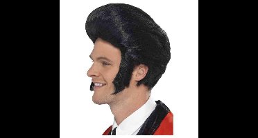 Smiffys - 50s Quiff King Pruik - Zwart