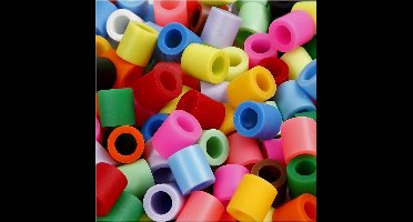 Strijkkralen, afm 10x10 mm, gatgrootte 5,5 mm, JUMBO, extra kleuren, 3200 div
