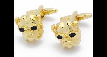 Manchetknopen - Hond Goud met Zwarte Zonnebril