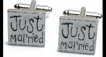 Manchetknopen - Just Married Tekst Bruiloft Getrouwd Bruidegom
