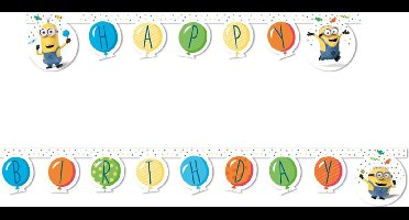 PROCOS - Minions Balloon Party Happy Birthday slinger - Decoratie > Muur-, deur- en raamdecoratie