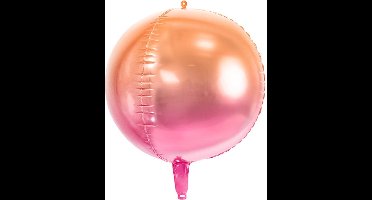 PARTYDECO - Roze en oranje ronde aluminium ballon - Decoratie > Ballonnen