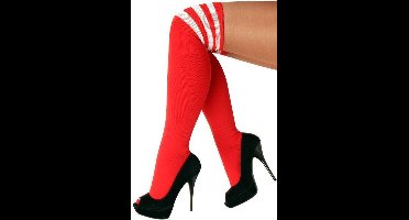 Rode kousen witte strepen voetbalsokken