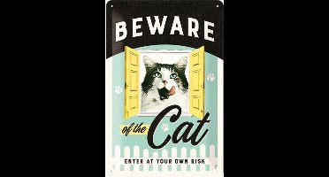 Beware Of The Cat, Enter At Your Own Risk Metalen Bord 20 x 30 cm