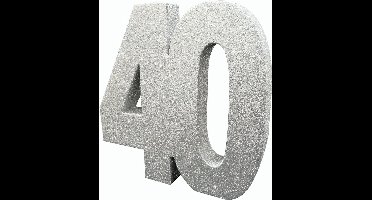 Witbaard Tafeldecoratie 40 Jaar 20 Cm Glitter Zilver